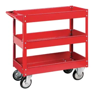 U.S. GENERAL 30 in x 16 in 3-Shelf Steel Service Cart Red