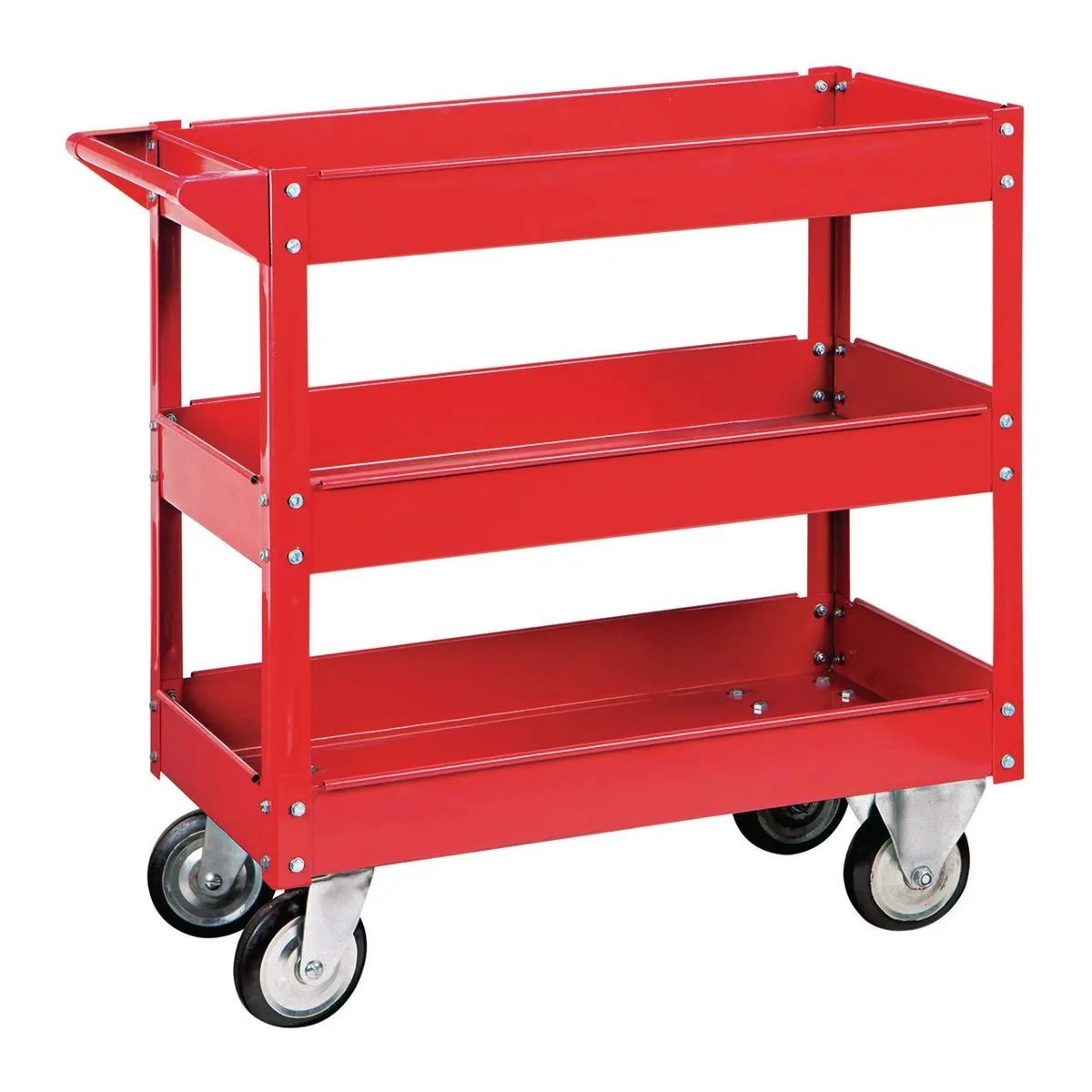 U.S. GENERAL 30 in x 16 in 3-Shelf Steel Service Cart Red
